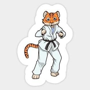 Comic tiger does judo Sticker
